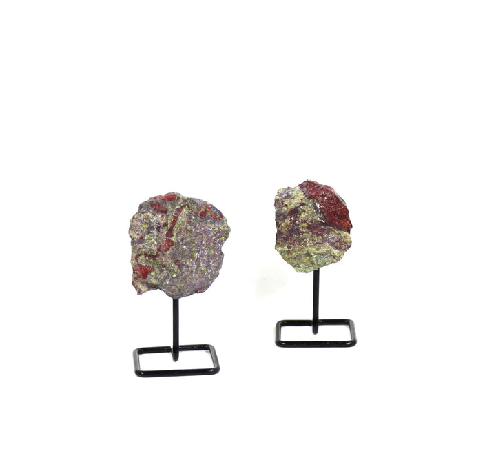 Natural Dragon Jasper Crystal on Metal Stand - Healing Gemstone Decoration, Meditation Therapy Gifts