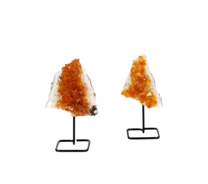 Natural Citrine Crystal on Metal Stand - Healing Gemstone Decoration, Meditation Therapy Gifts