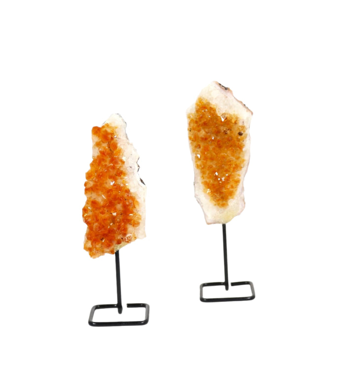 Natural Citrine Crystal on Metal Stand - Healing Gemstone Decoration, Meditation Therapy Gifts