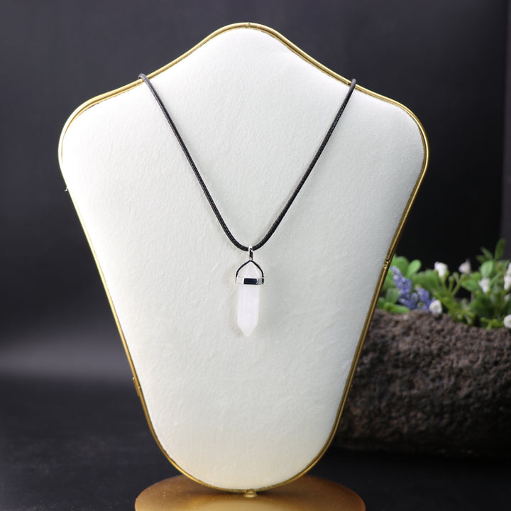 Handcrafted Natural Clear Quartz Point Pendant Necklace