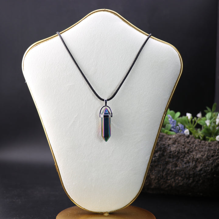 Handcrafted Synthetic Titanium Quartz Point Pendant Necklace