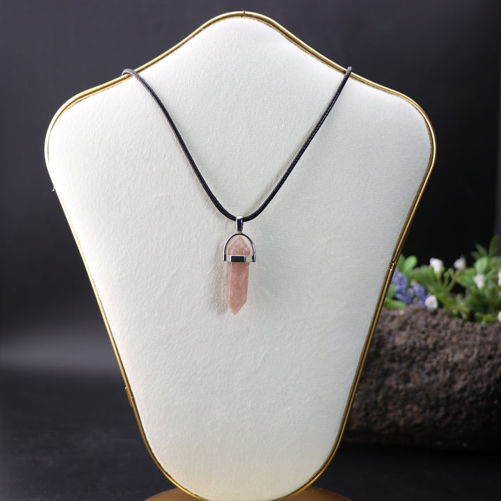 Handcrafted Natural Strawberry Quartz Point Pendant Necklace