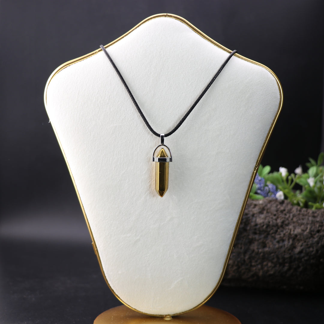 Handcrafted Synthetic Gold Quartz Point Pendant Necklace