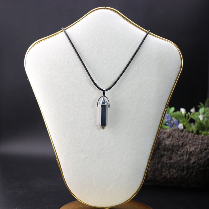 Handcrafted Synthetic Silver Quartz Point Pendant Necklace