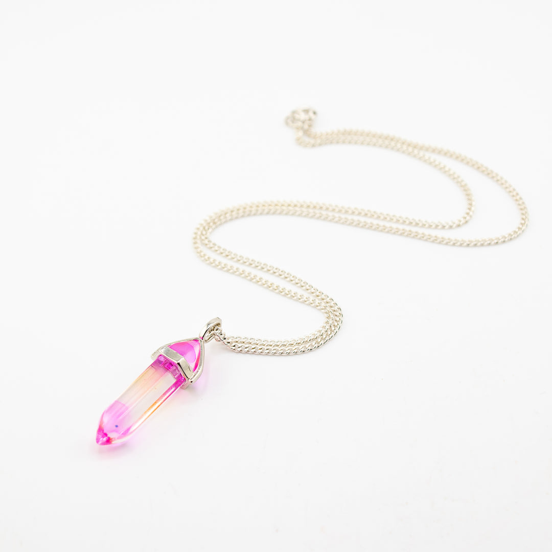 Aura Quartz Point Pendant Necklace - Handcrafted Crystal Jewelry