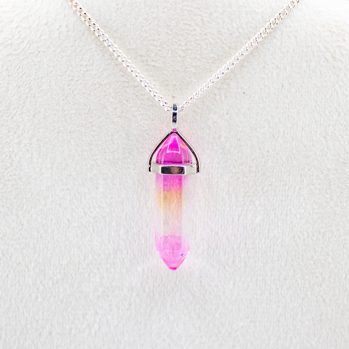Aura Quartz Point Pendant Necklace - Handcrafted Crystal Jewelry