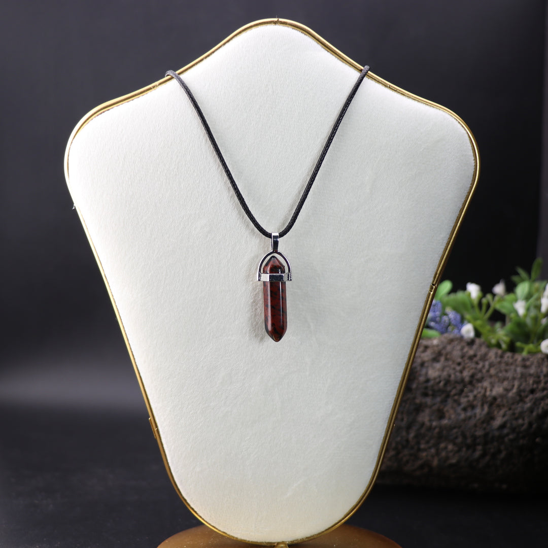 Handcrafted Natural Mahogany Obsidian Point Pendant Necklace