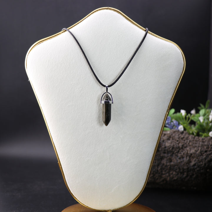 Handcrafted Natural Golden Sheen Obsidian Point Pendant Necklace