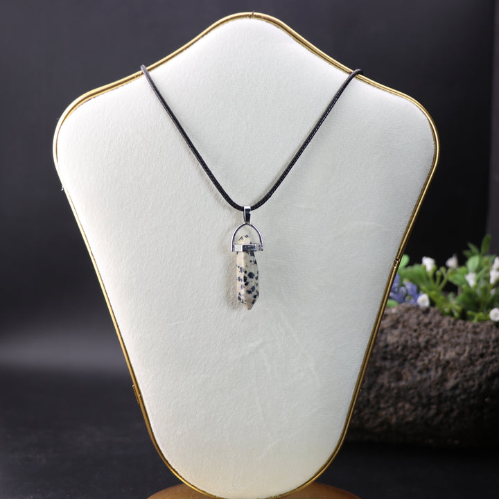 Handcrafted Natural Dalmatian Jasper Point Pendant Necklace