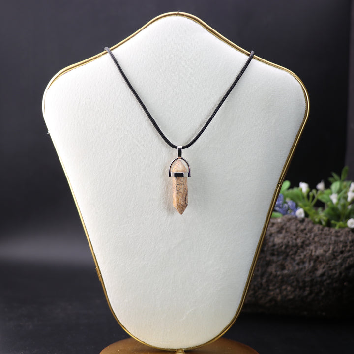 Handcrafted Natural Picture Jasper Point Pendant Necklace