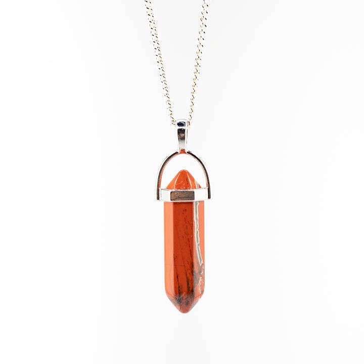 Red Jasper Point Pendant Necklace - Handcrafted Crystal Jewelry