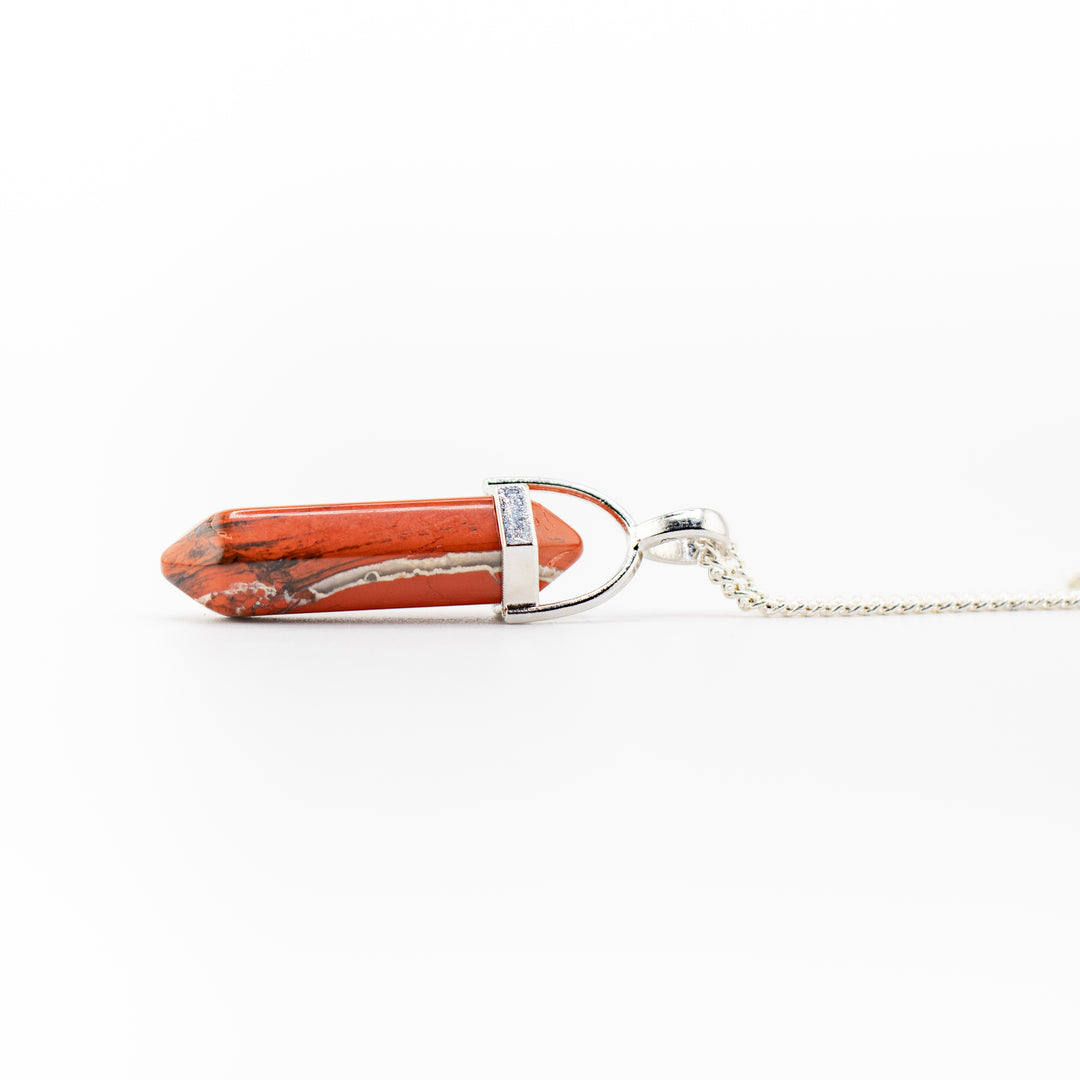 Red Jasper Point Pendant Necklace - Handcrafted Crystal Jewelry