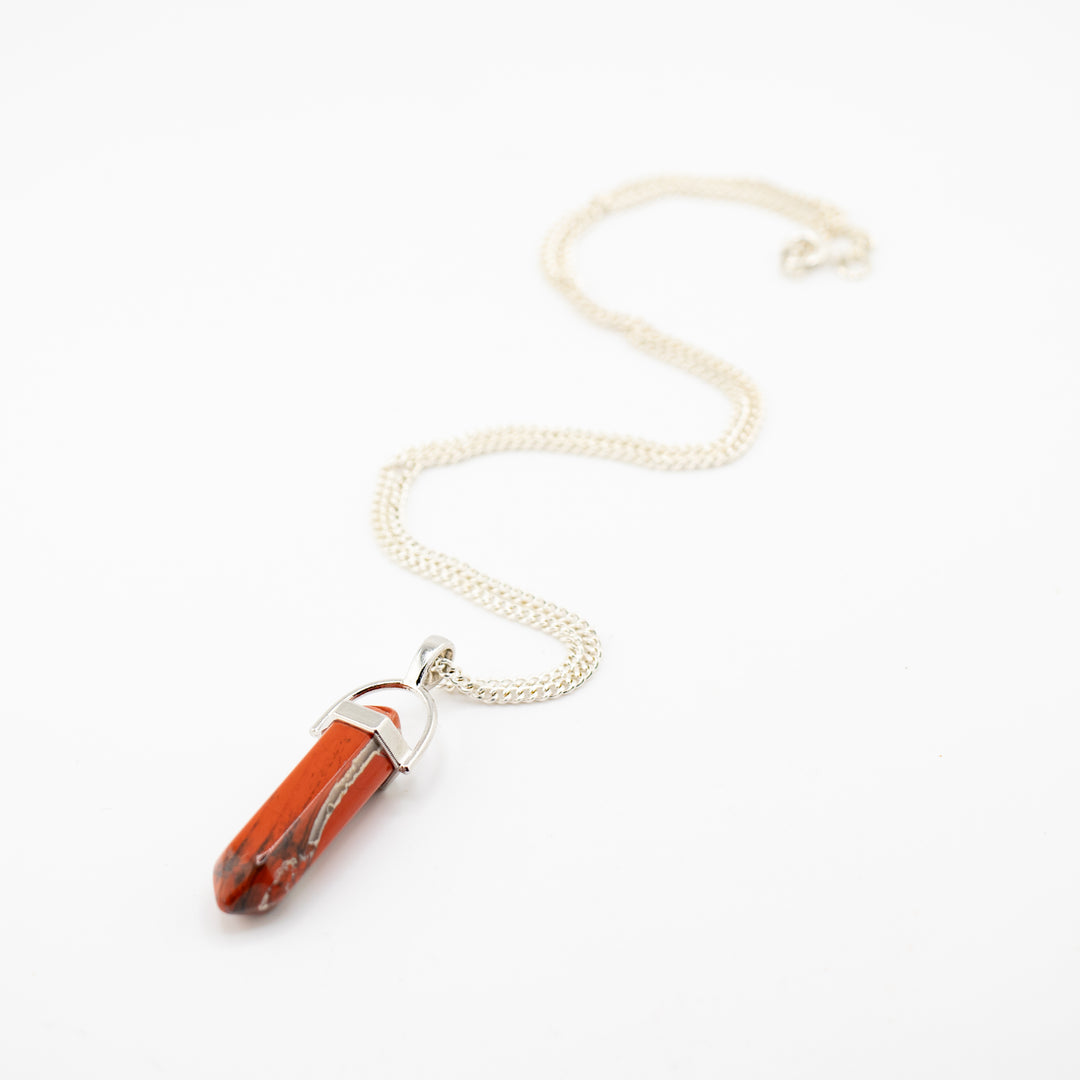 Red Jasper Point Pendant Necklace - Handcrafted Crystal Jewelry