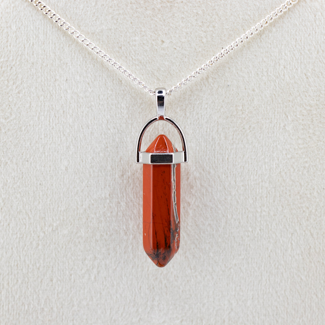 Red Jasper Point Pendant Necklace - Handcrafted Crystal Jewelry