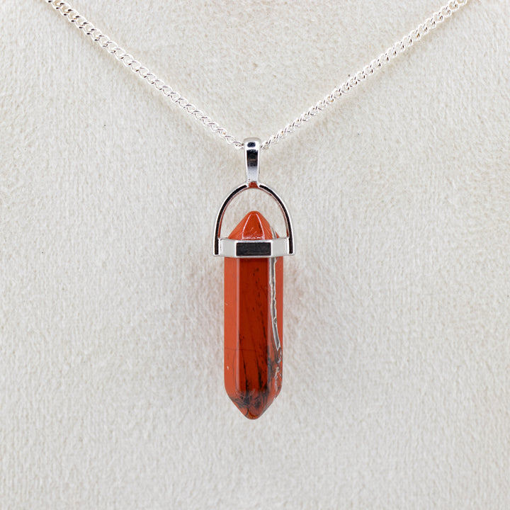 Red Jasper Point Pendant Necklace - Handcrafted Crystal Jewelry