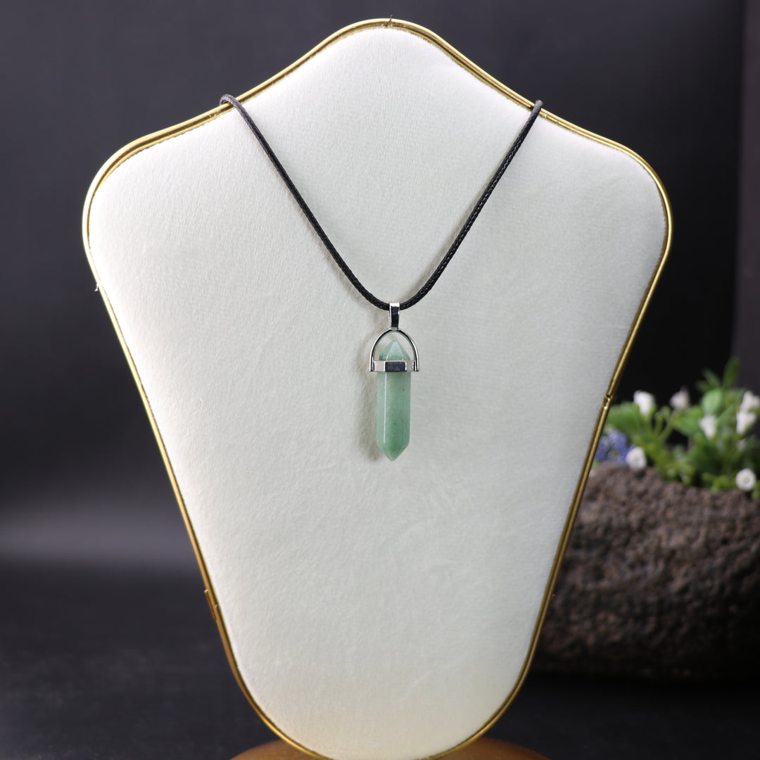 Handcrafted Natural Green Aventurine Point Pendant Necklace