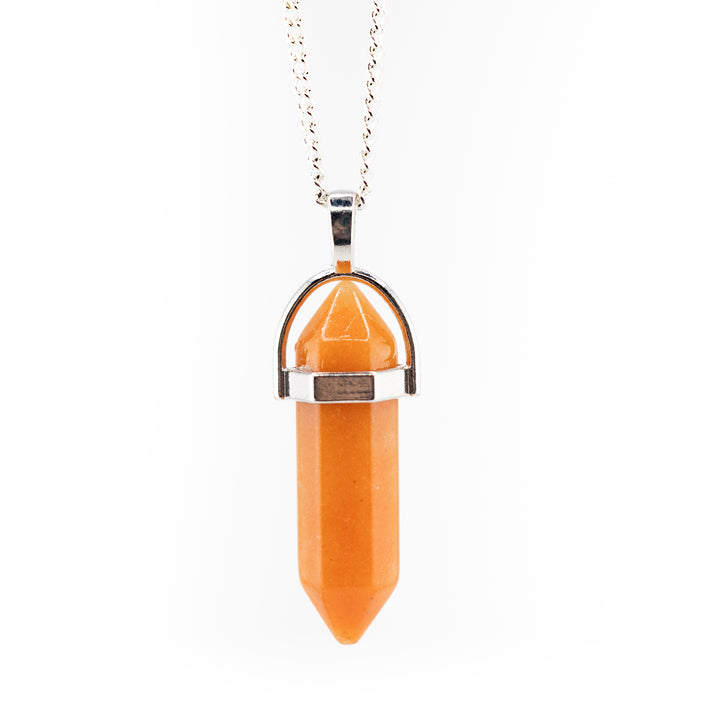 Peach Aventurine Point Pendant Necklace – Handcrafted Crystal Jewelry