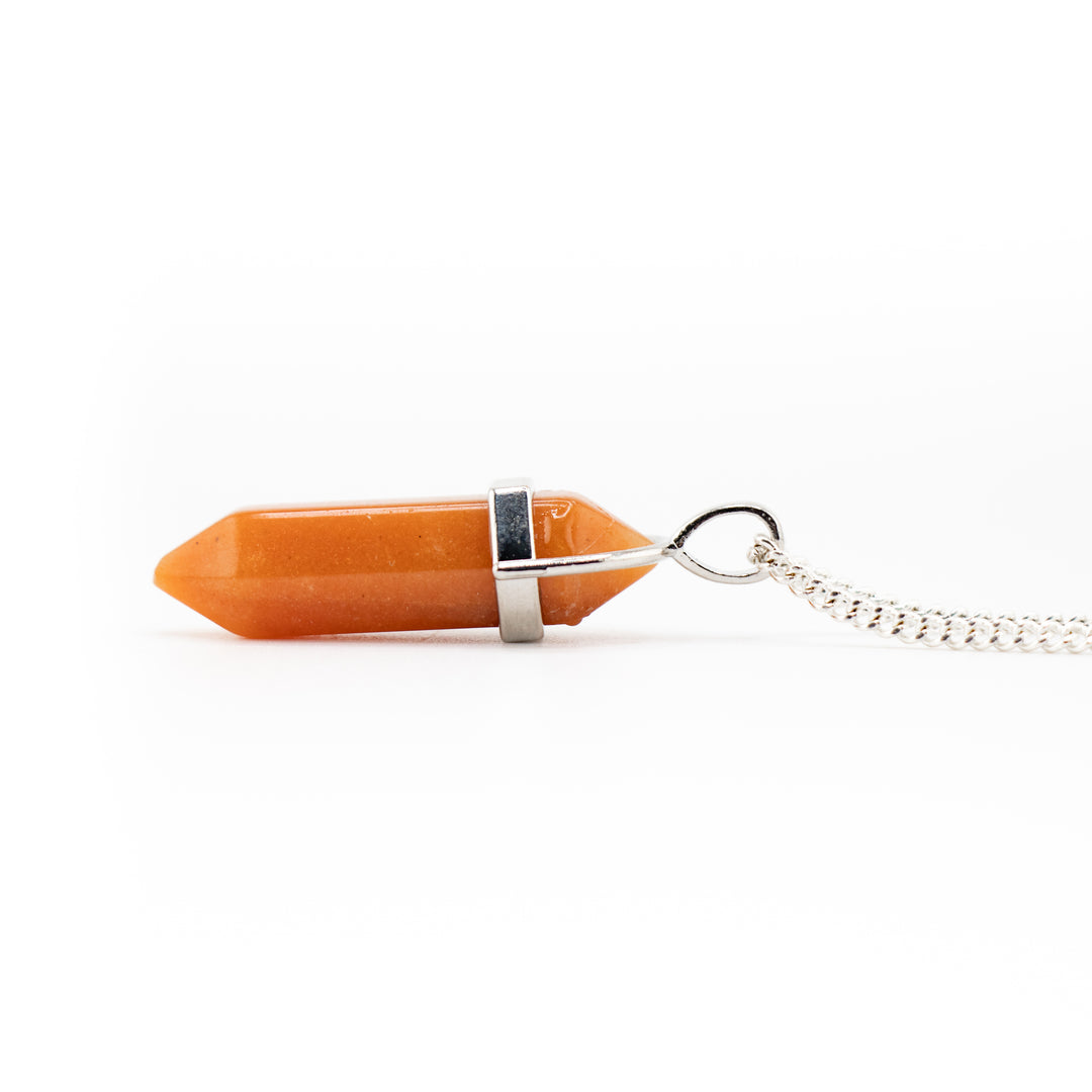 Peach Aventurine Point Pendant Necklace – Handcrafted Crystal Jewelry