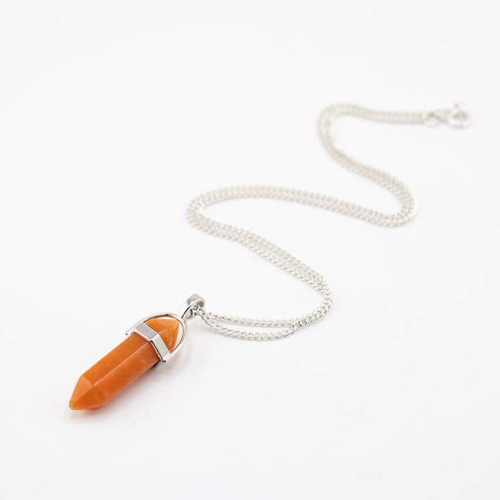 Peach Aventurine Point Pendant Necklace – Handcrafted Crystal Jewelry