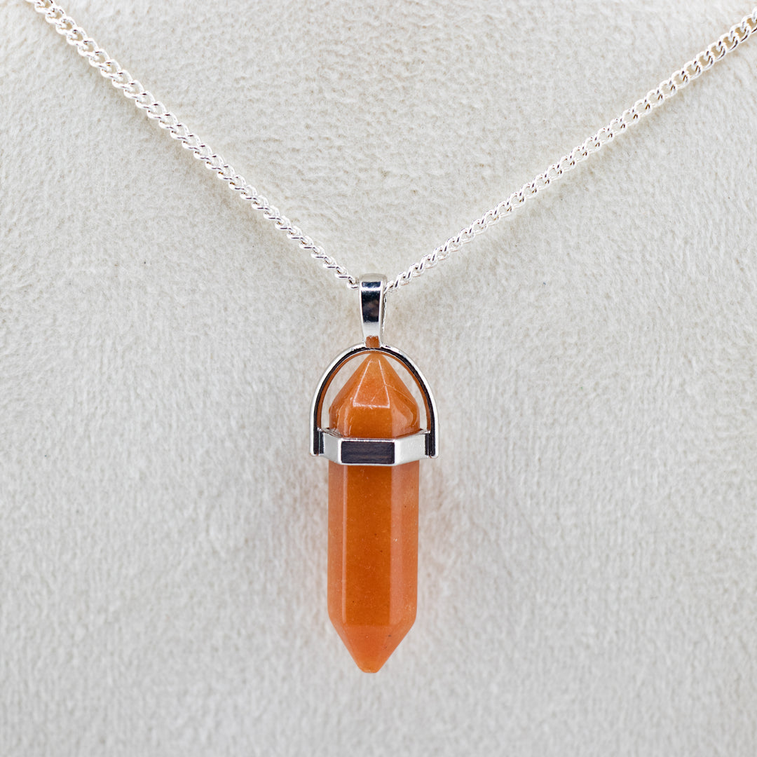 Peach Aventurine Point Pendant Necklace – Handcrafted Crystal Jewelry
