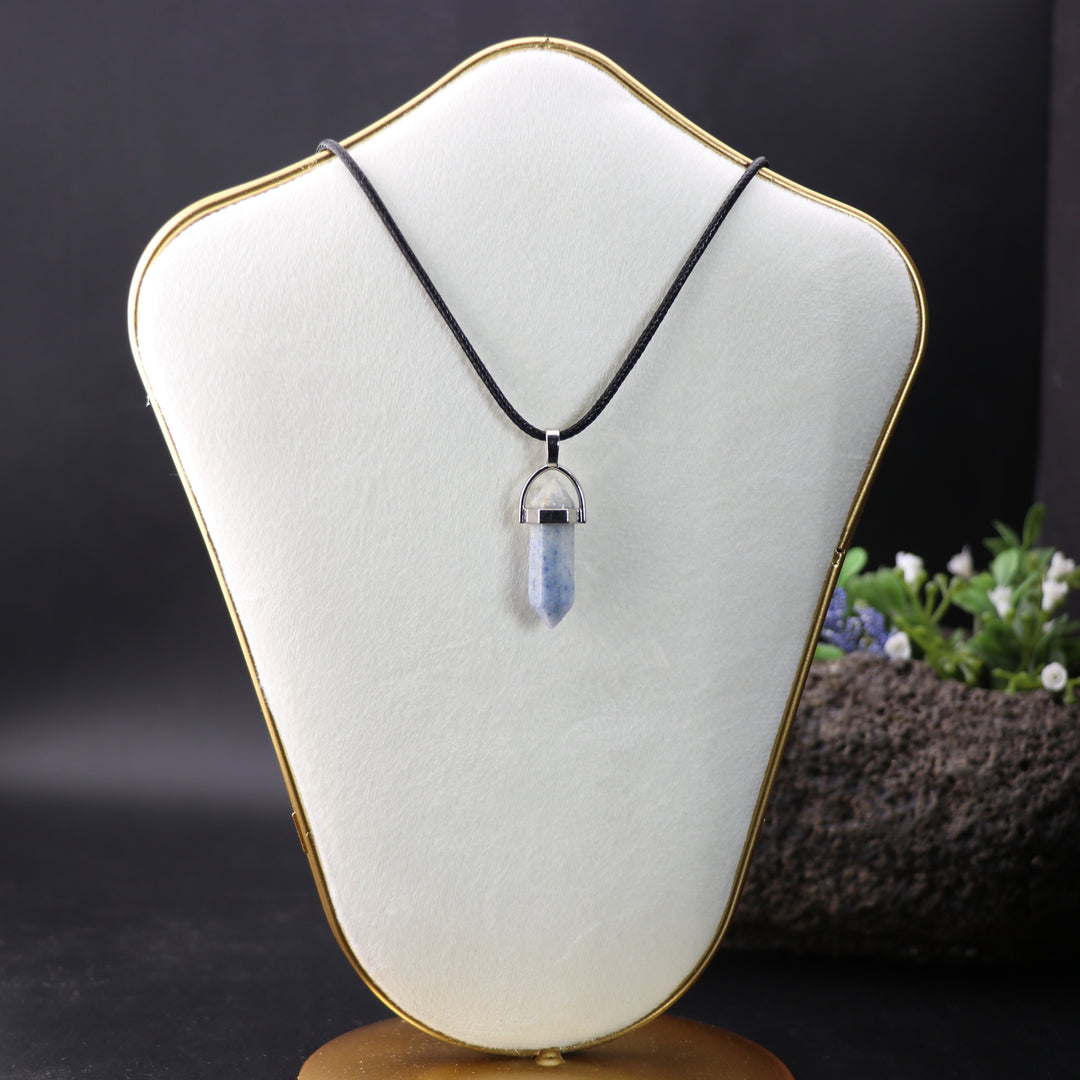 Handcrafted Natural Blue Aventurine Point Pendant Necklace