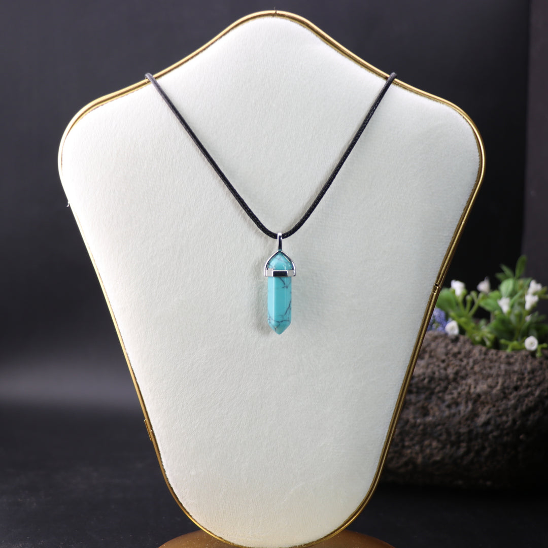 Handcrafted Synthetic Turquoise Point Pendant Necklace