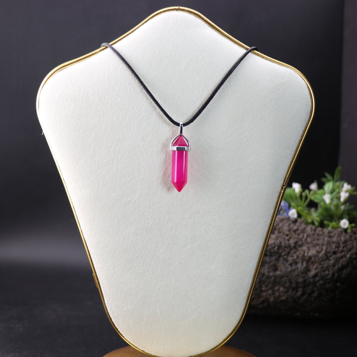 Handcrafted Dyed Pink Agate Point Pendant Necklace