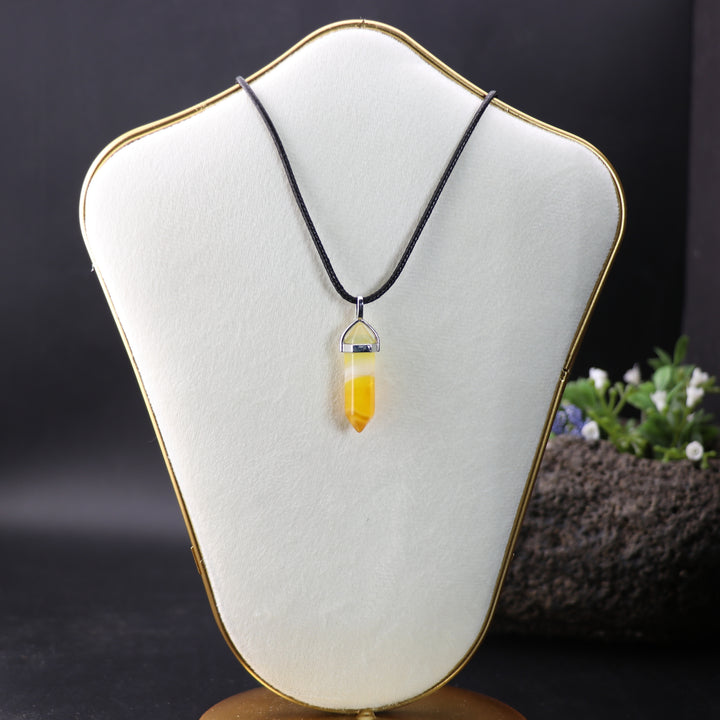 Handcrafted Dyed Yellow Agate Point Pendant Necklace