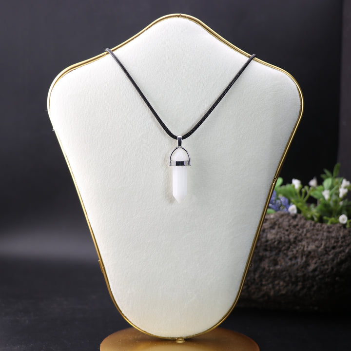 Handcrafted Natural White Jade Point Pendant Necklace