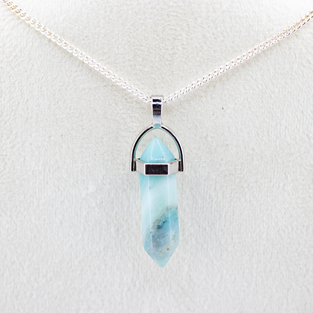 Collier avec pendentif en pointe d'amazonite naturelle fabriqué à la main