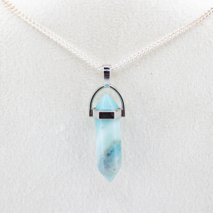 Collier avec pendentif en pointe d'amazonite naturelle fabriqué à la main