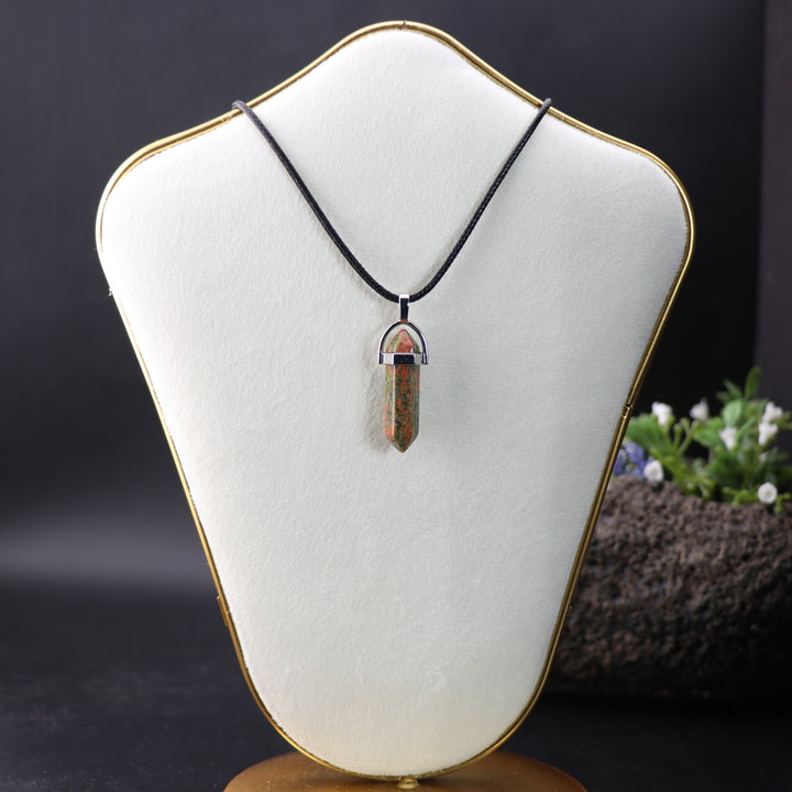 Handcrafted Natural Unakite Point Pendant Necklace