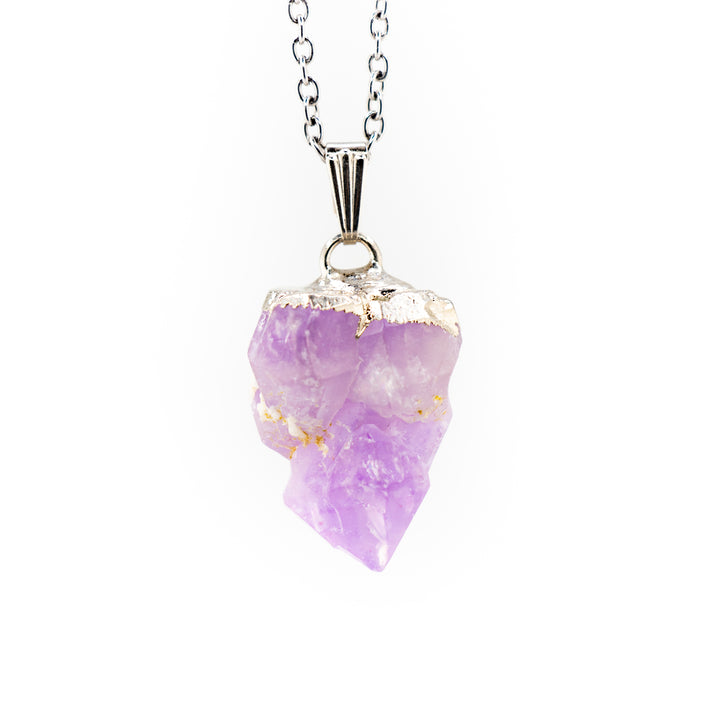Collier avec pendentif en améthyste naturelle fabriqué à la main