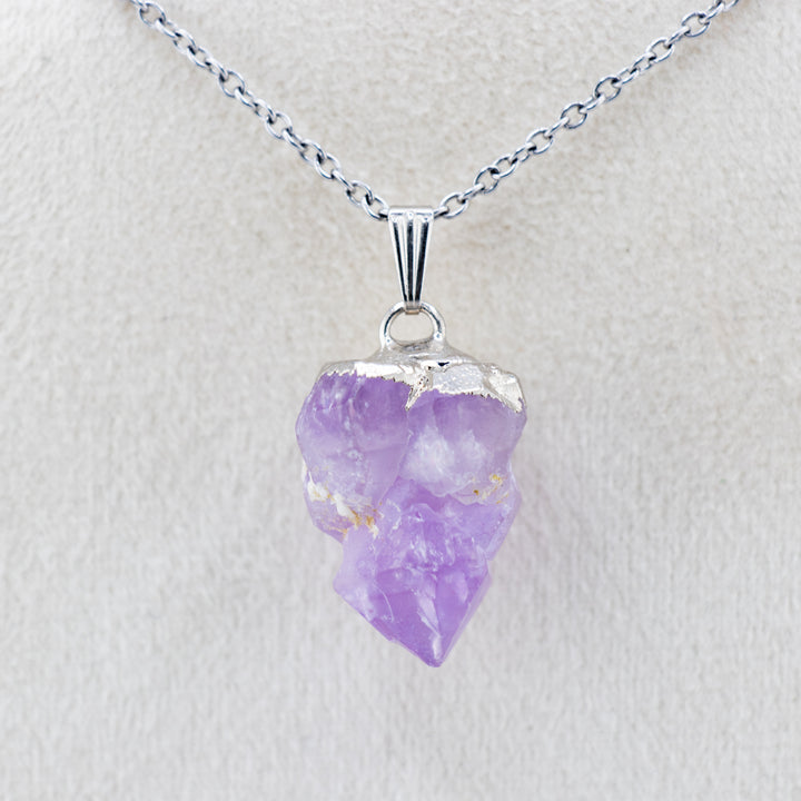 Collier avec pendentif en améthyste naturelle fabriqué à la main