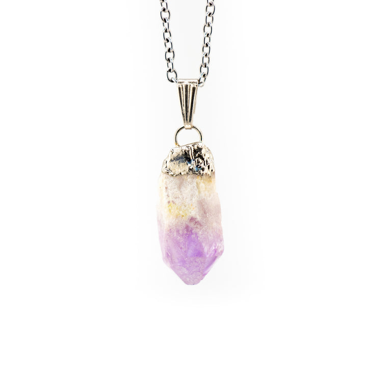 Collier avec pendentif en améthyste naturelle fabriqué à la main