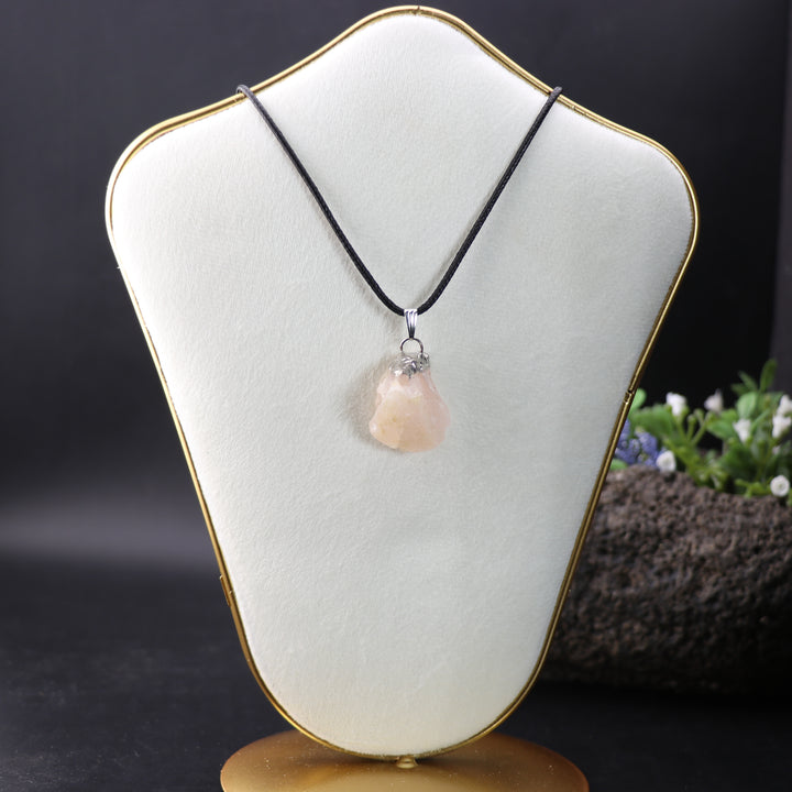 Handcrafted Natural Rose Quartz Gemstone Pendant Necklace