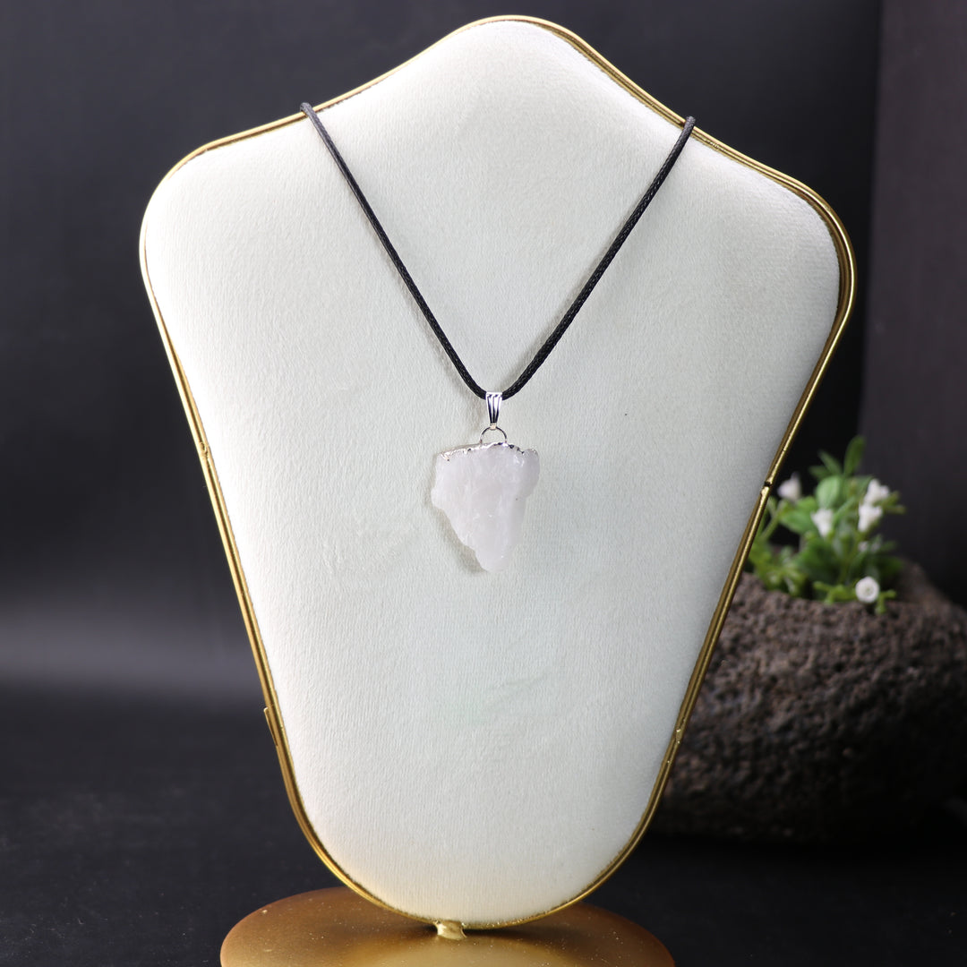 Handcrafted Natural Milky Quartz Gemstone Pendant Necklace