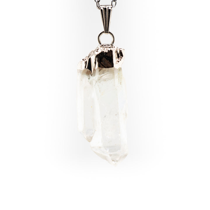 Collier pendentif en quartz lémurien naturel fabriqué à la main