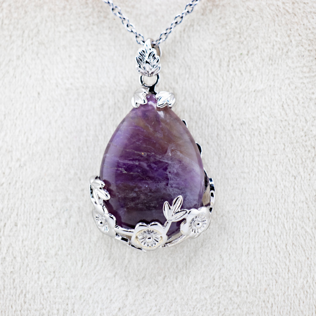 Handcrafted Teardrop Amethyst Gemstone Pendant – Serenity & Style Unearthed