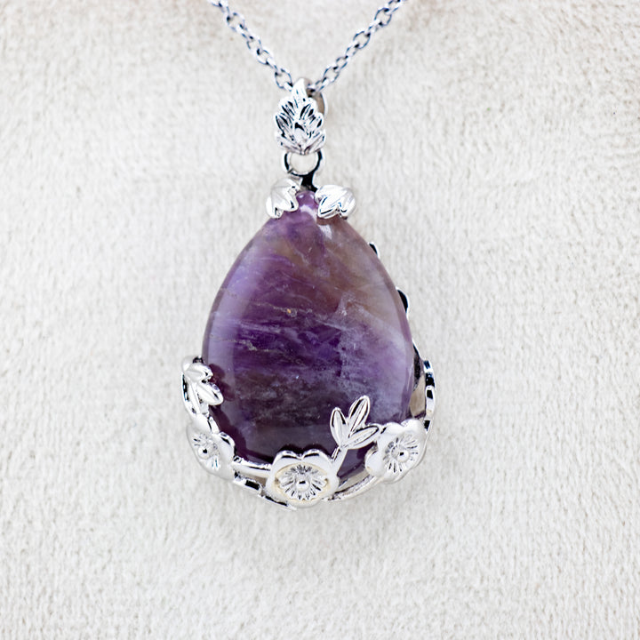 Handcrafted Teardrop Amethyst Gemstone Pendant – Serenity & Style Unearthed