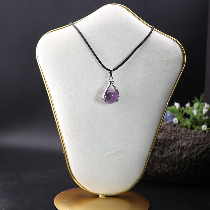 Handcrafted Amethyst Gemstone Sphere Pendant Necklace