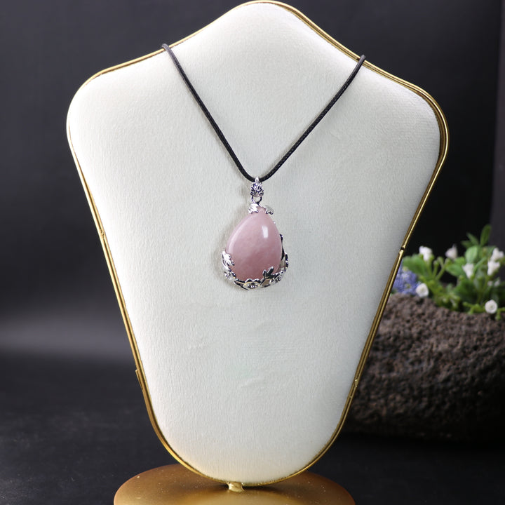 Handcrafted Natural Rose Quartz Teardrop Pendant - Love Attracting Gemstone Necklace