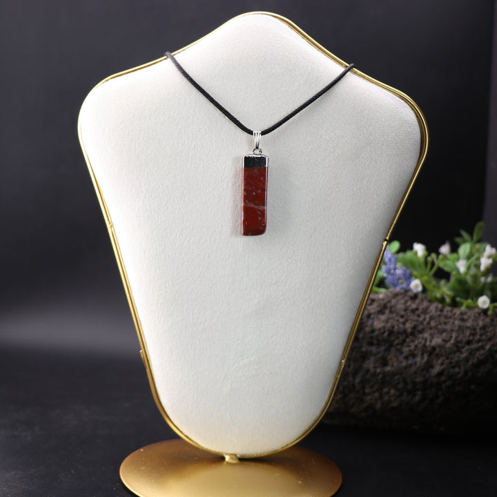 Handcrafted Natural Red Jasper Slab Stick Pendant Necklace