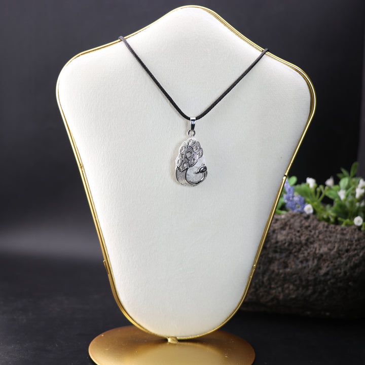 Handcrafted Natural Teardrop Howlite Gemstone Pendant - Graceful Peacock Inspired Necklace