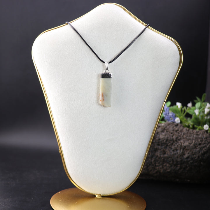 Handcrafted Natural Caribbean Calcite Slab Stick Pendant Necklace