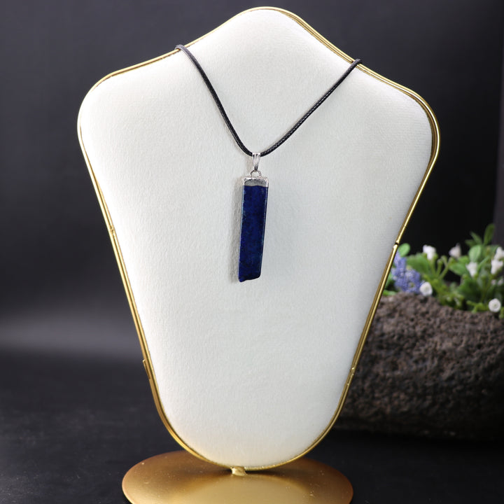 Handcrafted Natural Lapis Lazuli Slab Stick Pendant Necklace