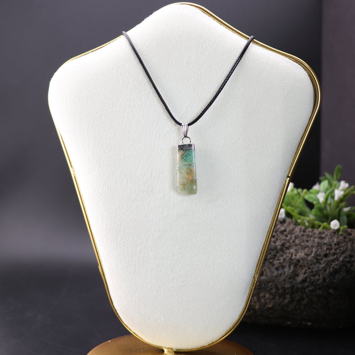 Handcrafted Natural Amazonite Slab Stick Pendant Necklace