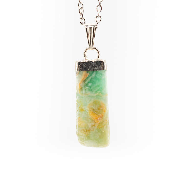 Amazonite Slab Stick Pendant Necklace - Handcrafted Crystal Jewelry