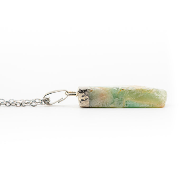 Amazonite Slab Stick Pendant Necklace - Handcrafted Crystal Jewelry