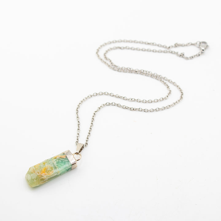 Amazonite Slab Stick Pendant Necklace - Handcrafted Crystal Jewelry